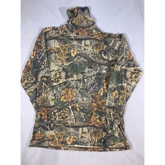 vtg Cabela’s Seclusion 3D Camo Mock Neck Long Sleeve Shirt Men L Hunting Outdoor - Picture 2 of 6